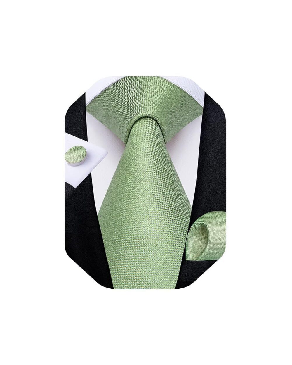 7884 Solid Color Tie and Pocket Square Set Woven Silk Plain Necktie &